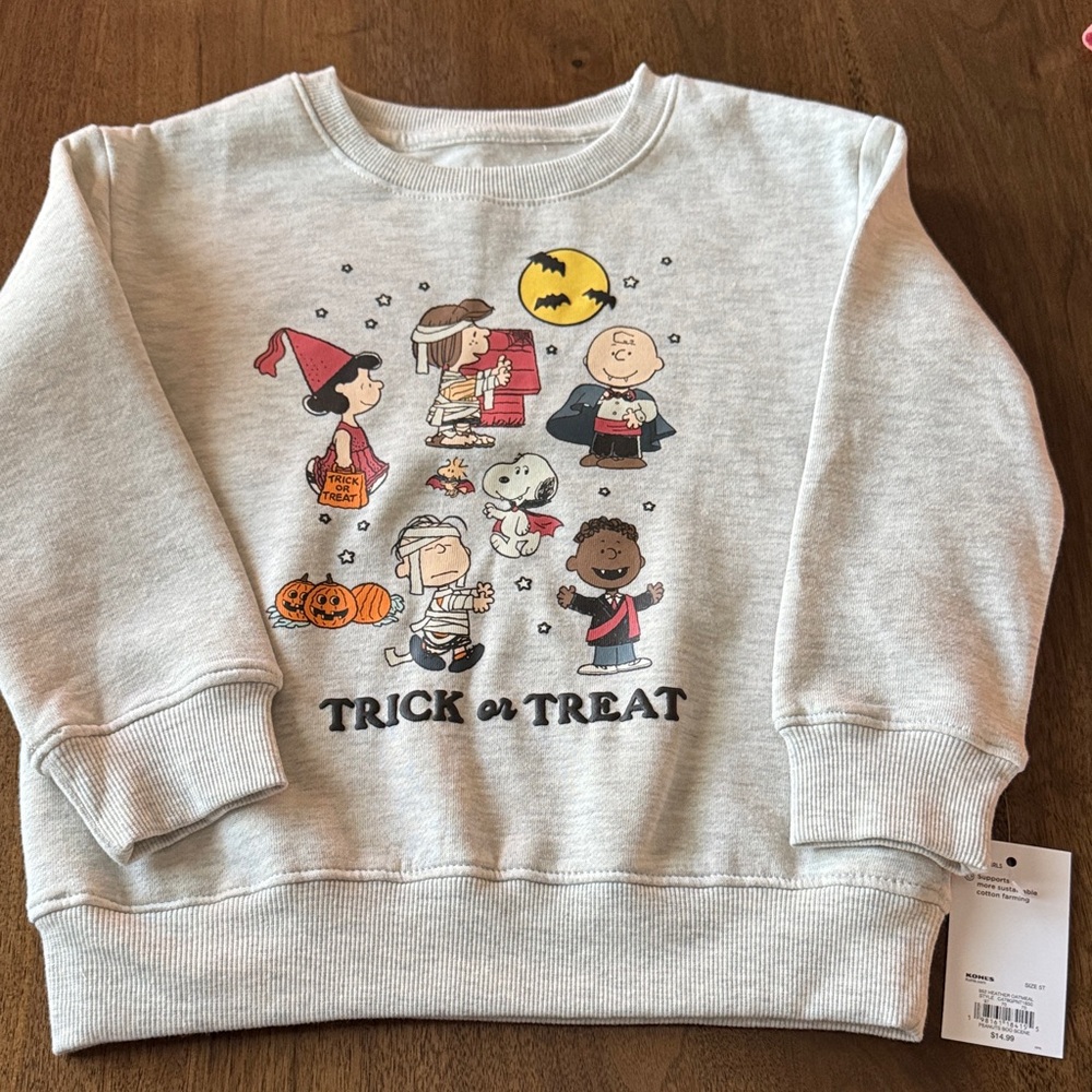 Gray Peanuts Trick or Treat Sweatshirt - Picture 2 of 5
